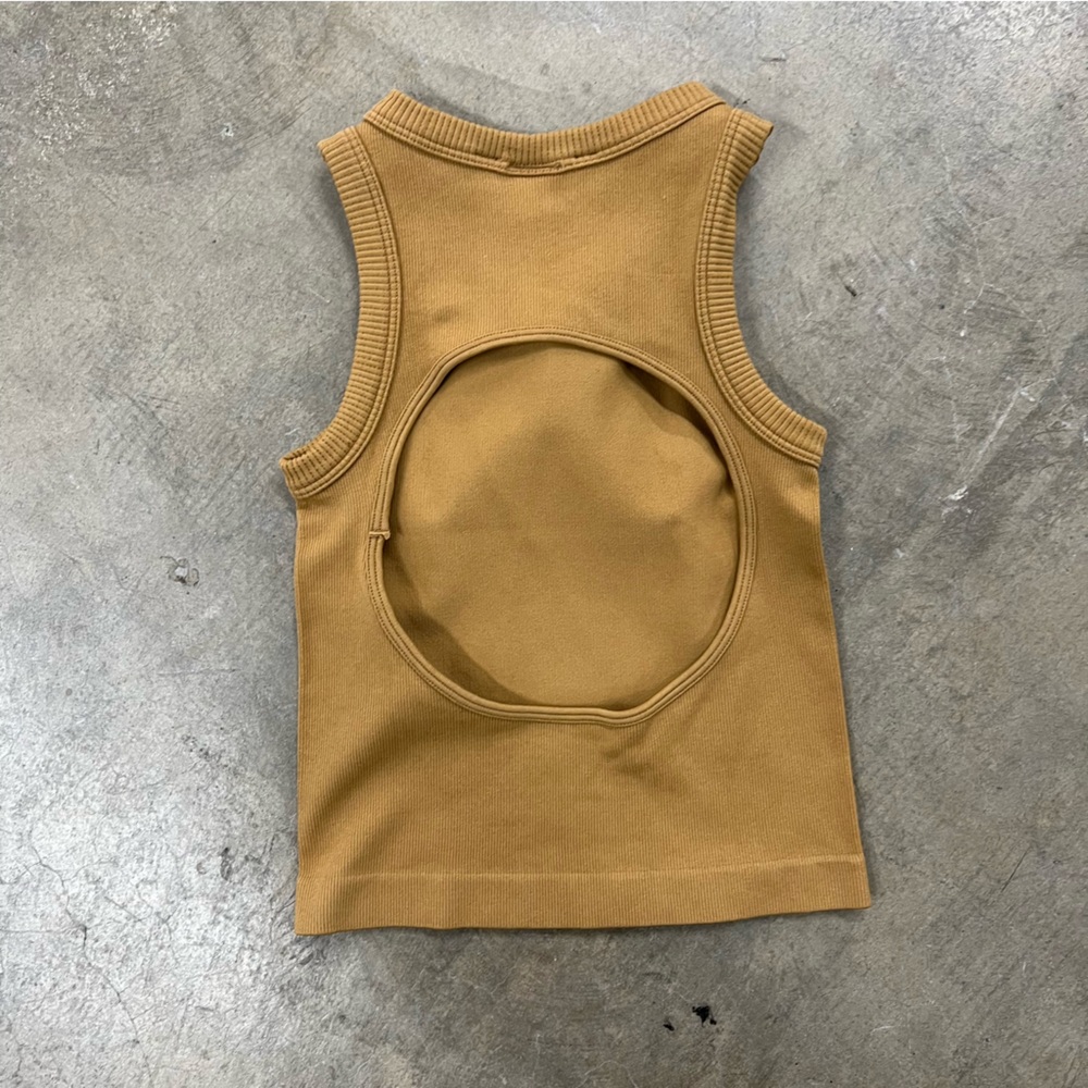 Tan Ribbed Open Back Tank - Picture 4 of 4